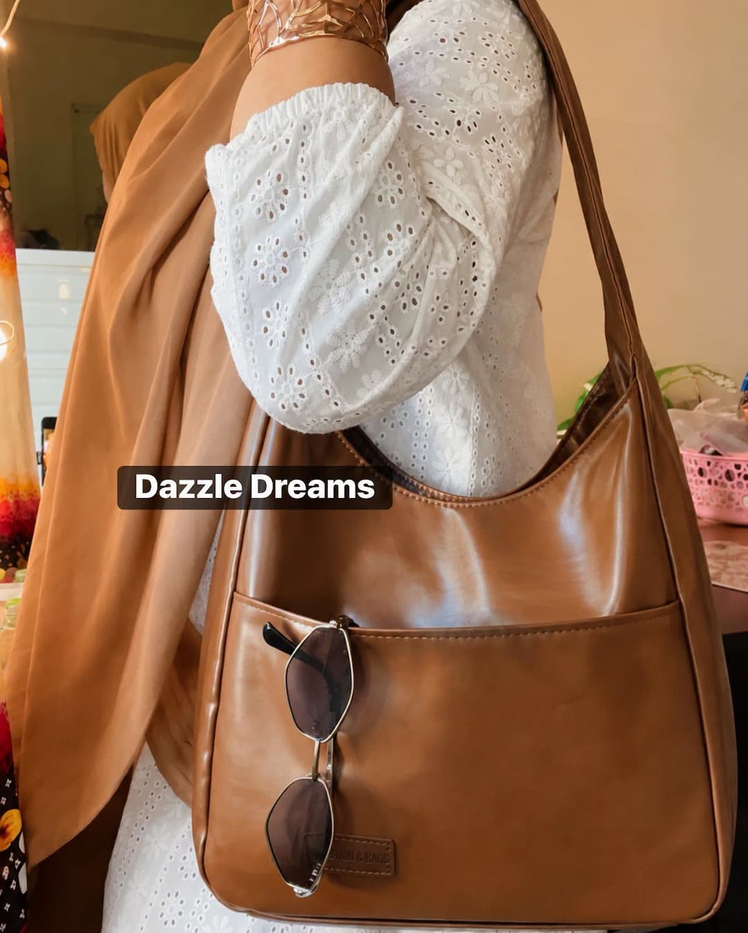 Moca Brown Hobo Bag Glossy
